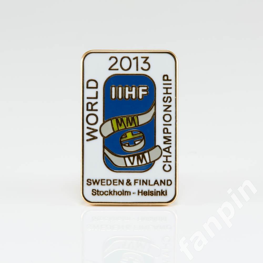 Значок Чемпионат мира по хоккею 2013г Швеция-Финляндия