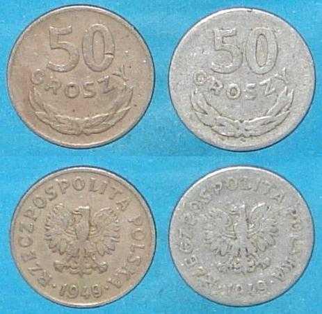 50 groszy, 1949 г, 2 шт. разные
