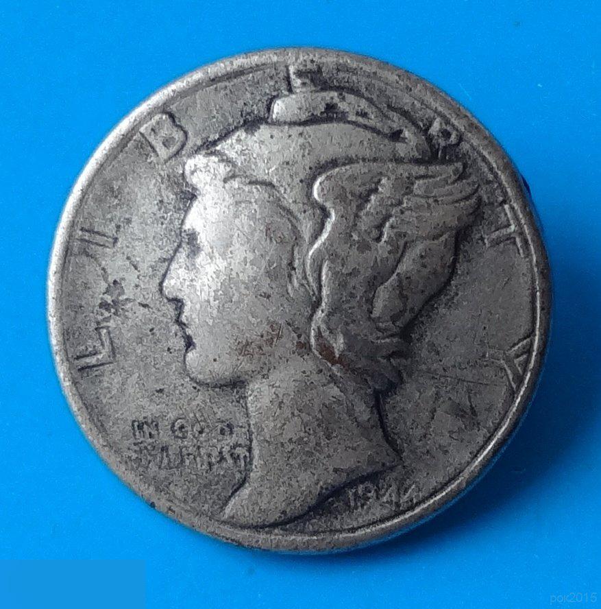 Пуговица из монеты 10 центов 1944 США