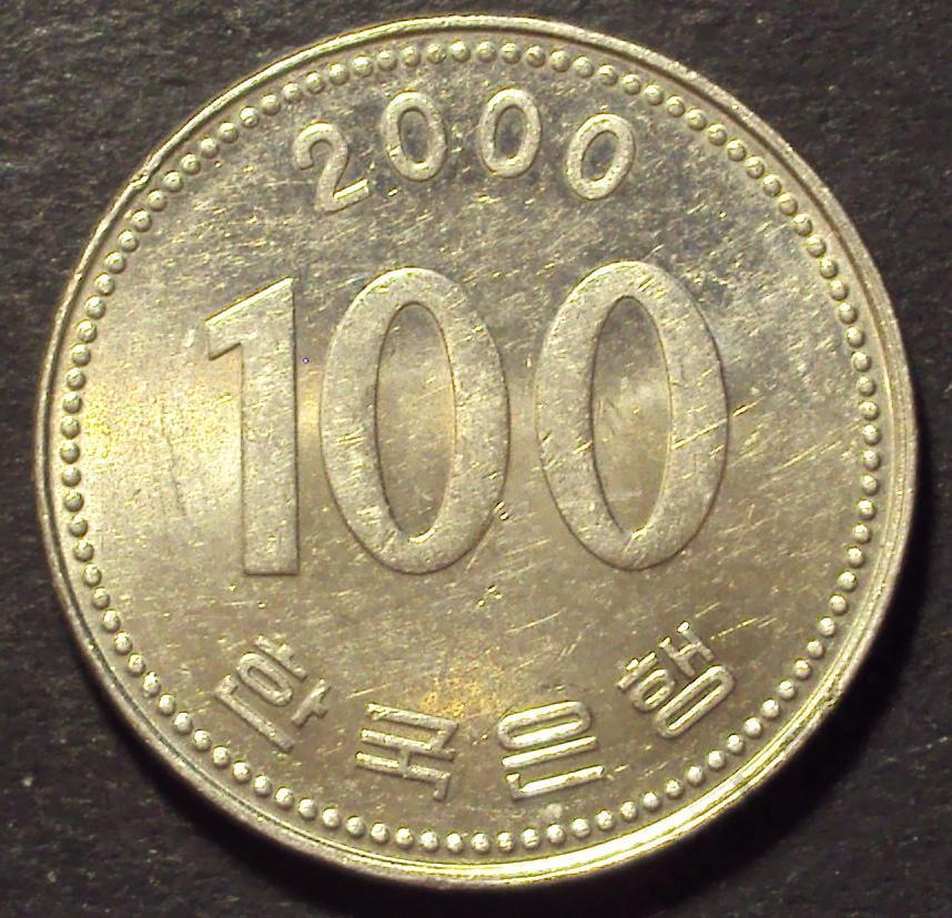 Южная корея, 100 вон 2000 год! (А-51).