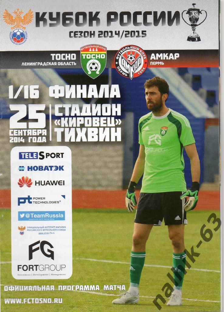 ФК Тосно-Амкар Пермь 2014-2015 год кубок России