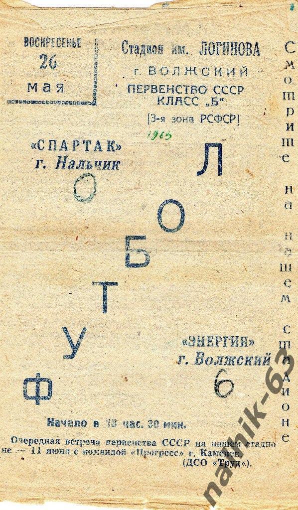 Энергия Волжский-Спартак Нальчик 1963 год
