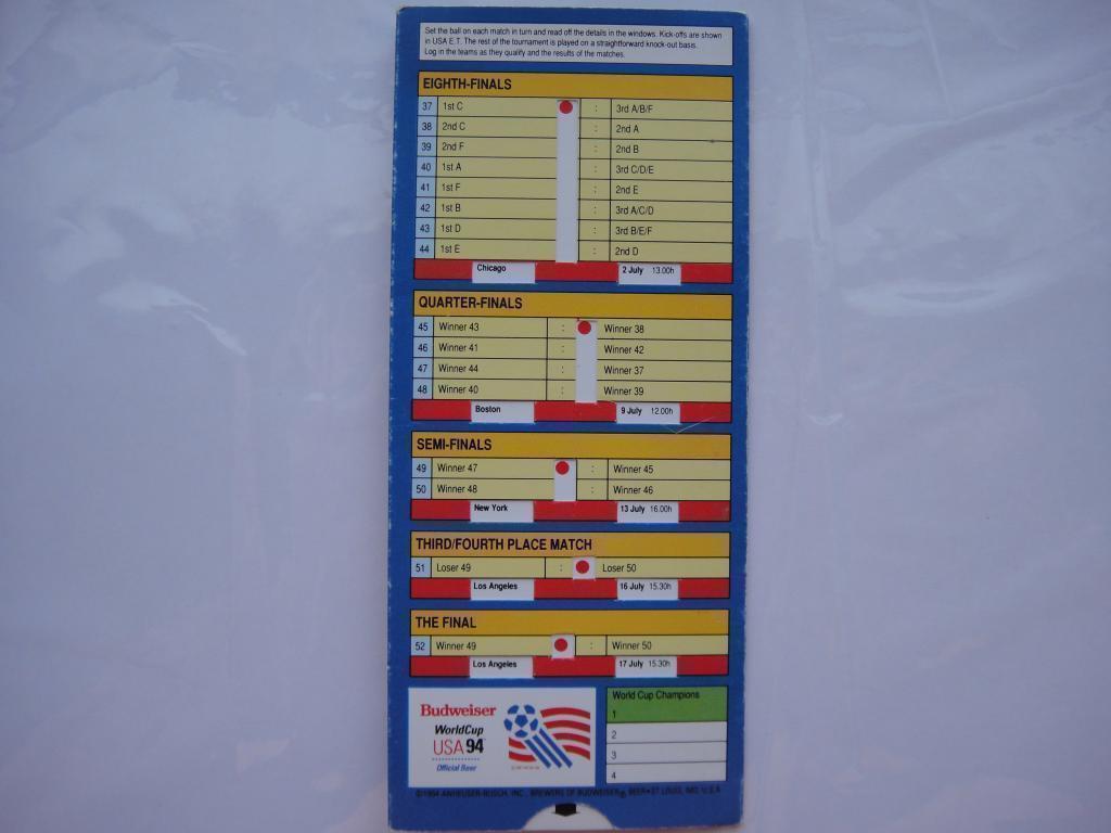 Календарь ЧМ по Футболу 94 USARARE 5