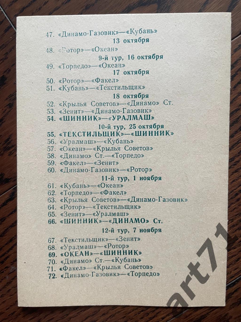 Шинник Ярославль 1992 календарь игр 1