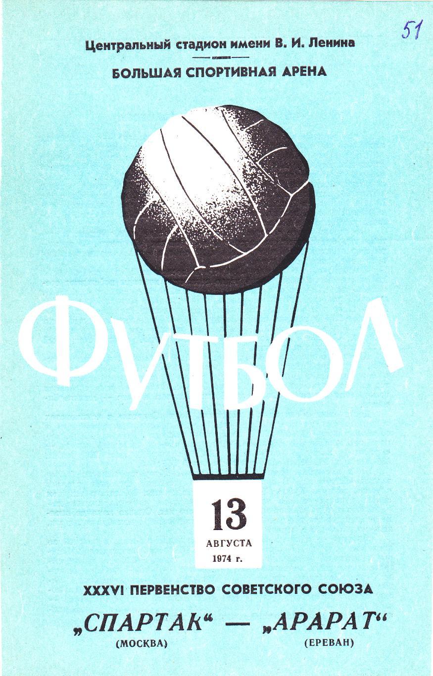 Спартак Москва - Арарат 13.08.1974