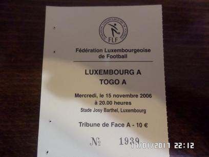 Билет к матчу Люксембург - Того 2006