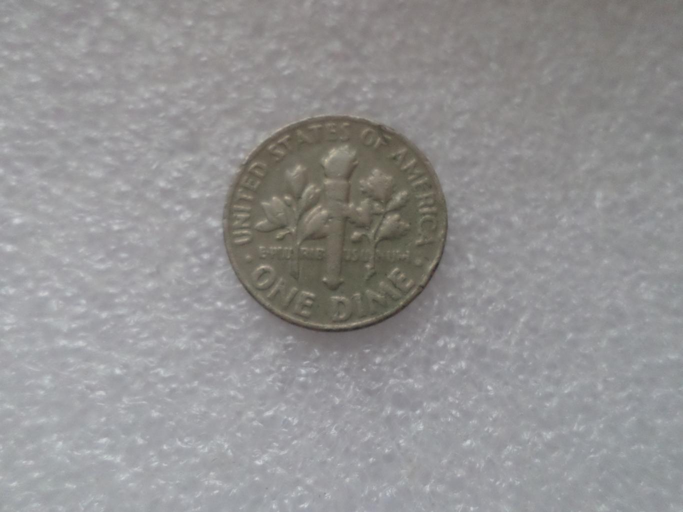 Монета 10 центов дайм США 1967 г 1
