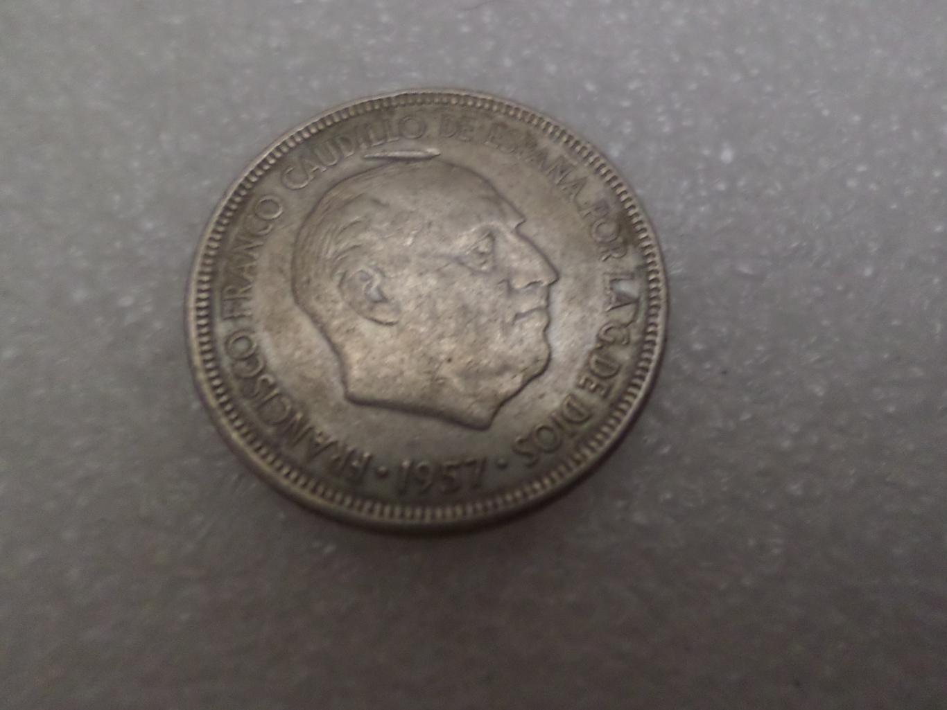 Монета 5 песет Испания 1957 г 1