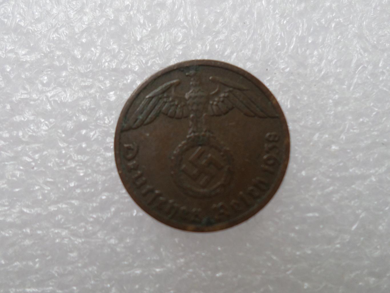 монета 1 пфенниг Германия 1938 г 1