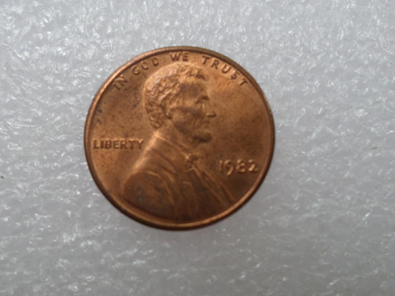 Монета 1 цент США 1982 г