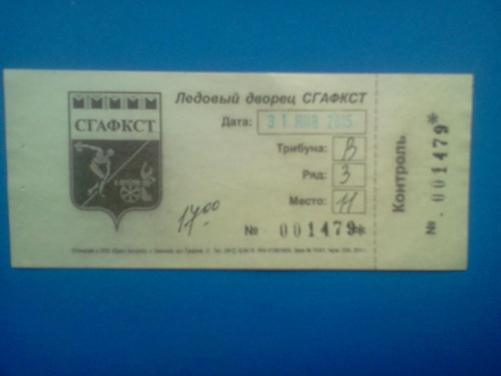 хоккей билет Славутич Смоленск - Мордовия Саранск 31.01.2015