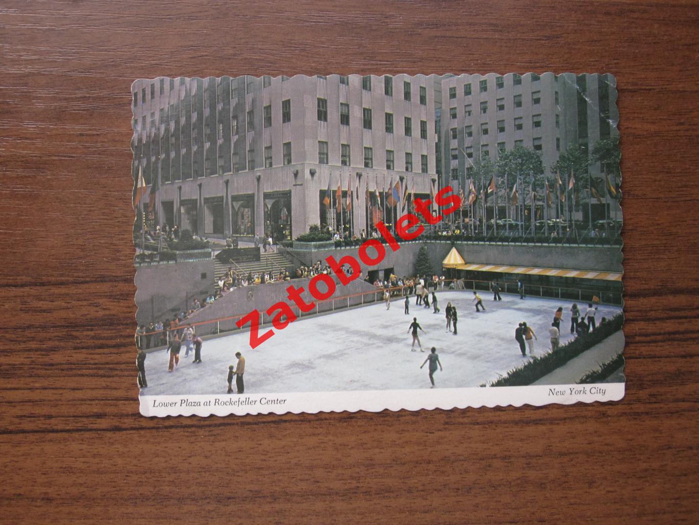 Почтовая карточка США Нью-Йорк Рокфеллер-плаза Каток Фигурное катание Города 7