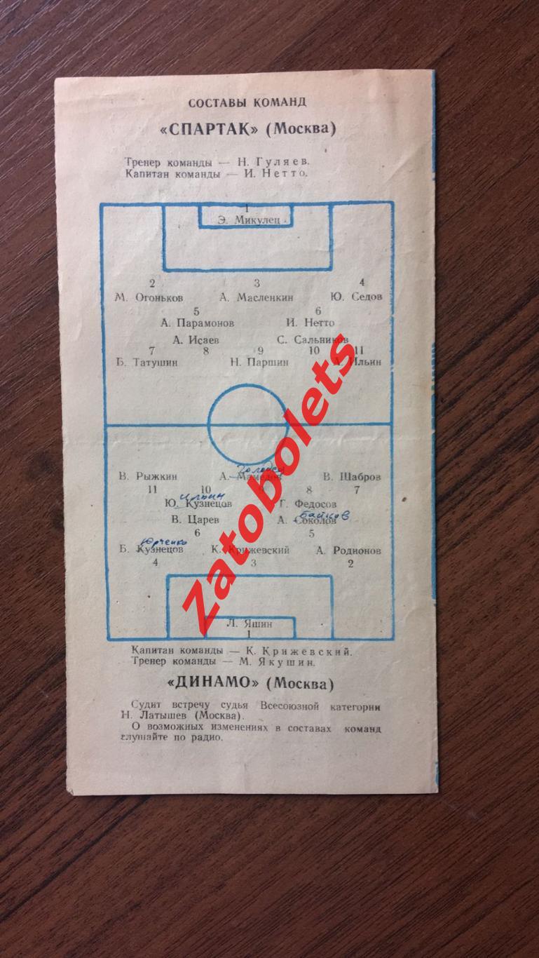 Спартак Москва - Динамо Москва 12.10.1955 Кубок СССР 1