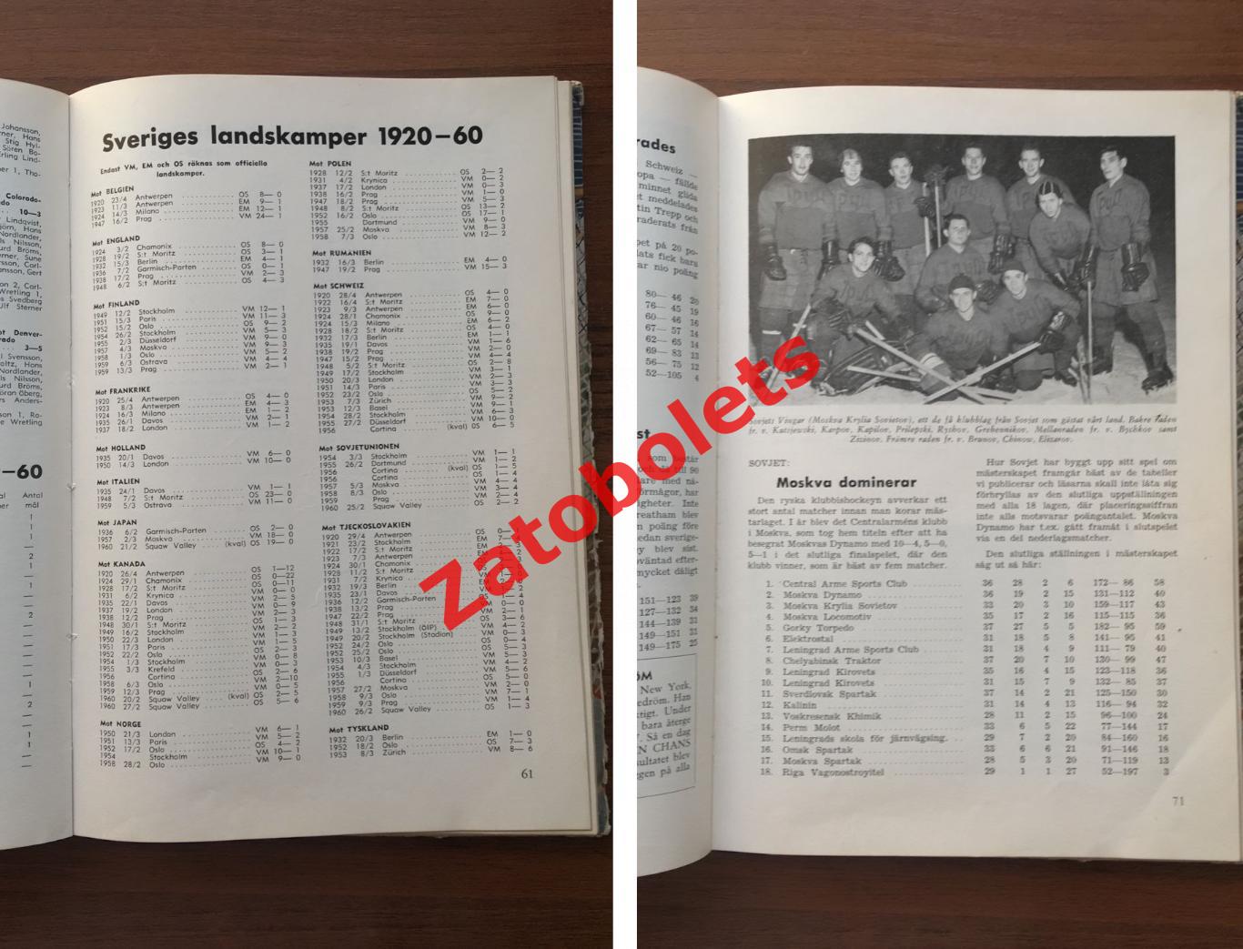 Хоккей Швеция 1959-1960 Официальный ежегодник // СССР Олимпиада НХЛ 5