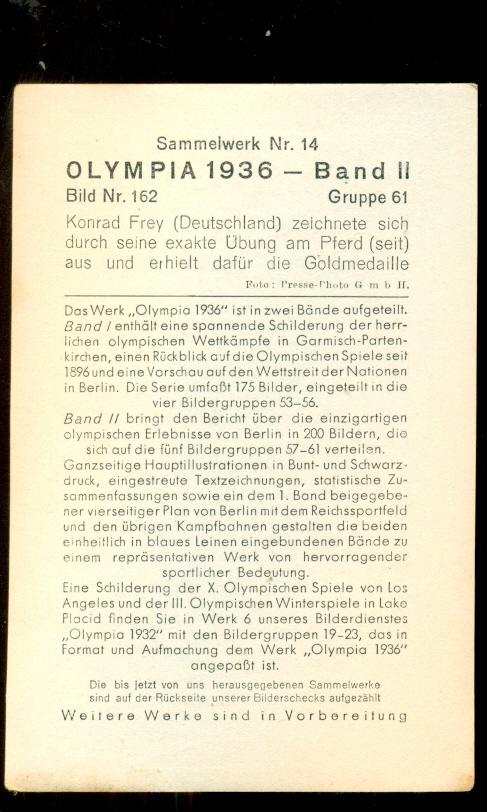 Олимпиада 1936 г. Времен 3 рейха.Открытка -вкладыш в сигареты.100 % оригинал. 1