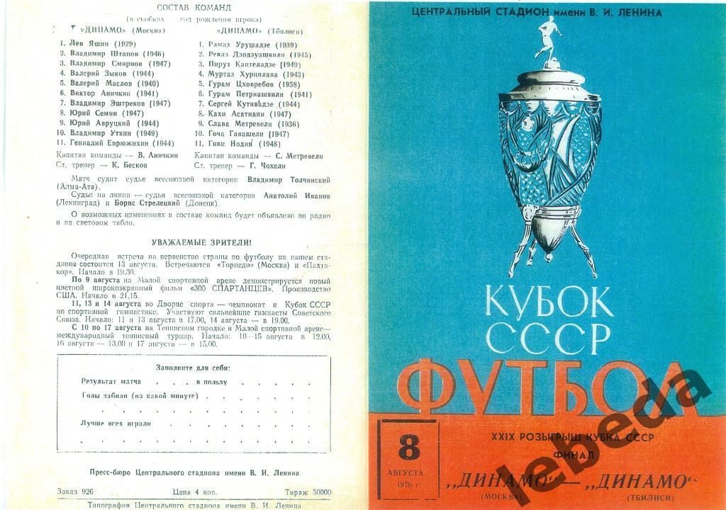 Динамо Москва - Динамо Тбилиси - 1970 г.Финал Кубка СССР. (копия) 1