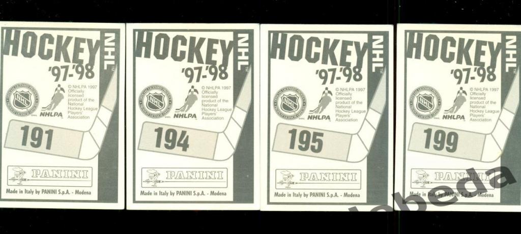 Наклейка PANINI.(HXL) - Хоккей -1997 / 1998 г. №№ 199. Калгари. Флери. 3
