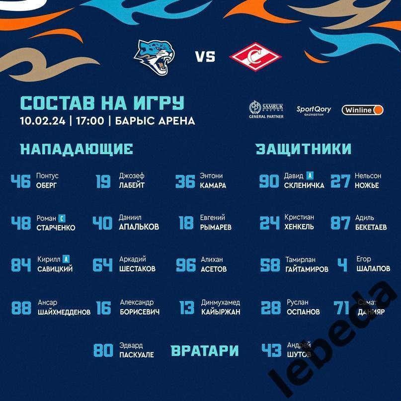 Барыс Астана - Спартак Москва - 2023 / 2024 год. (10.02.24.) 1