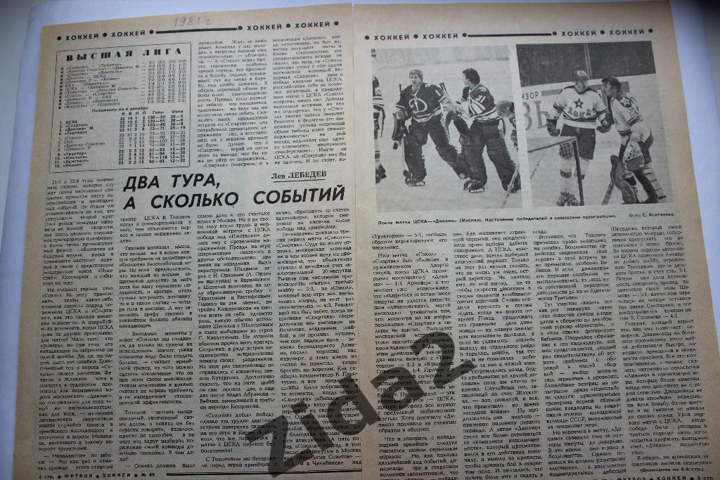 Чемпионат СССР по хоккею. 1981 г. Обзор. (Футбол-Хоккей).