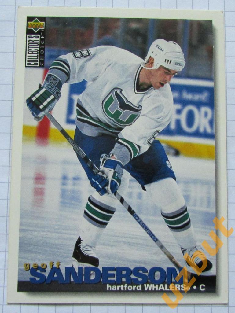 Карточка НХЛ Джефф Сэндерсон \ Хартфорд Уэйлерс \ № 293 Upper deck 1995