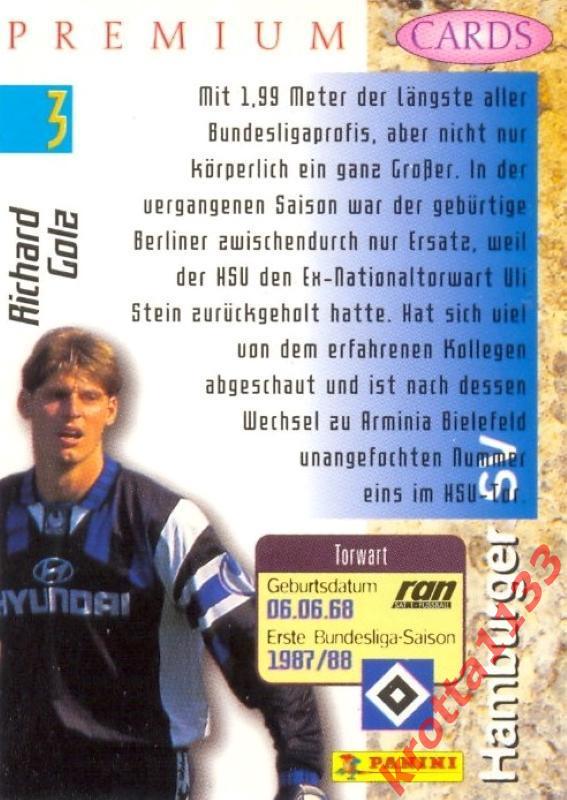 Richard Golz Hamburger SV PANINI Bundesliga Premium 1995-1996 1