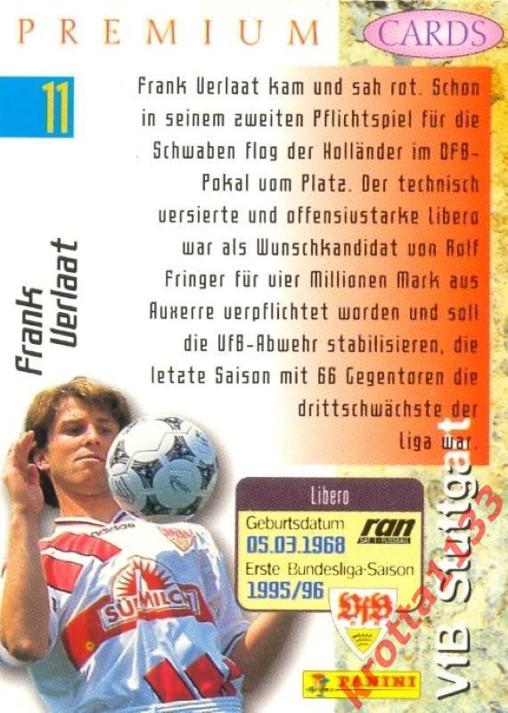 Frank Verlaat VfB Stuttgart PANINI Bundesliga Premium 1995-1996 1