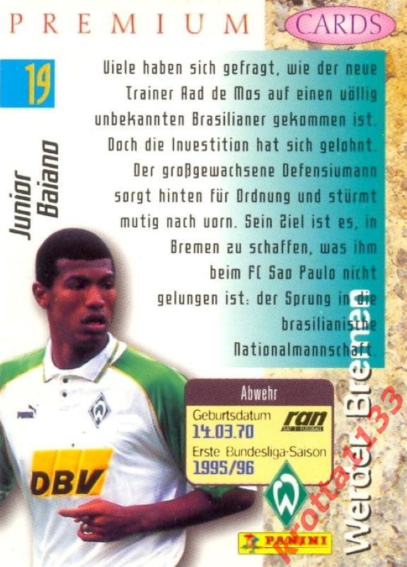 Junior Baiano Werder Bremen PANINI Bundesliga Premium 1995-1996 1