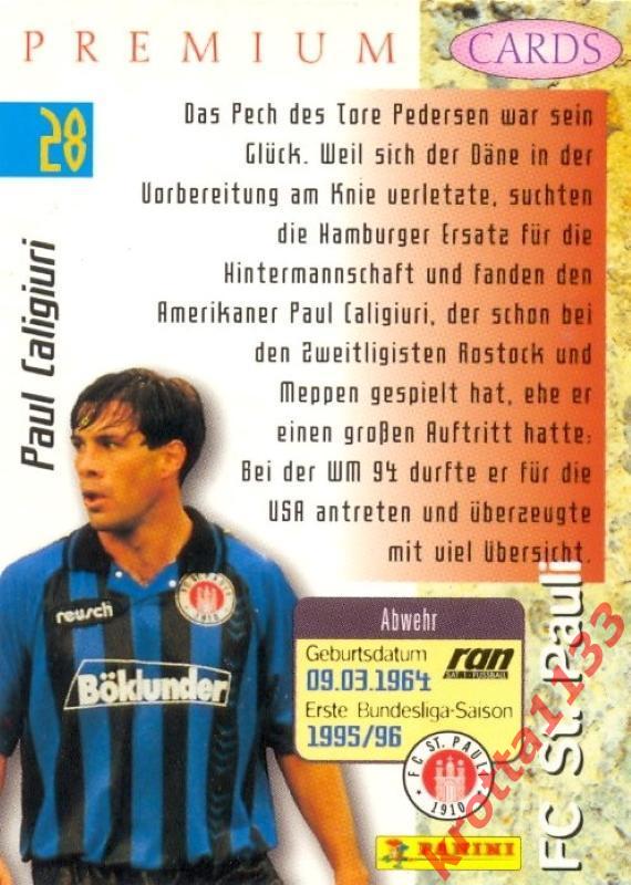 Paul Caligiuri FC St. Pauli PANINI Bundesliga Premium 1995-1996 1