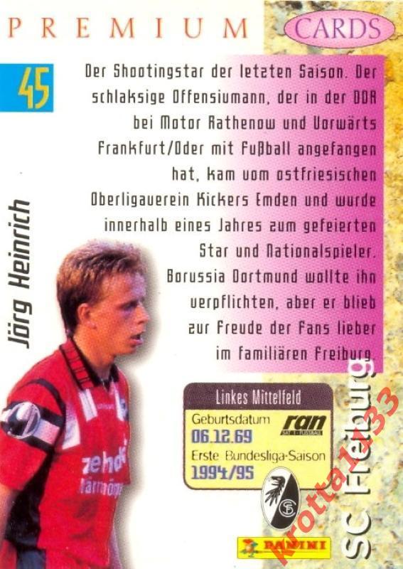 Jоrg Heinrich SC Freiburg PANINI Bundesliga Premium 1995-1996 1