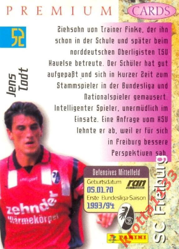 Jens Todt SC Freiburg PANINI Bundesliga Premium 1995-1996 1