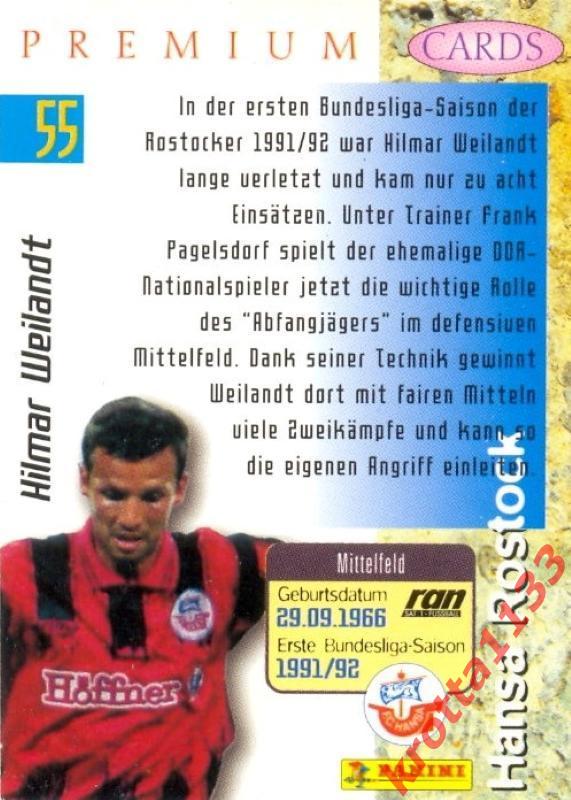 Hilmar Weilandt FC Hansa Rostock PANINI Bundesliga Premium 1995-1996 1
