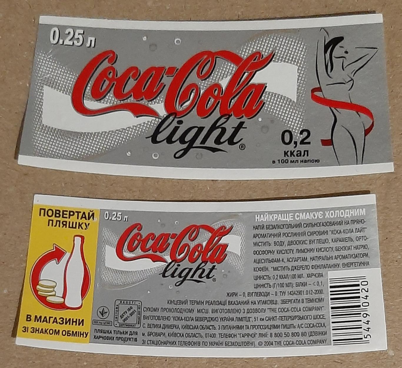 Етикетка напій Coca - Cola light / Кока - Кола лайт (3)
