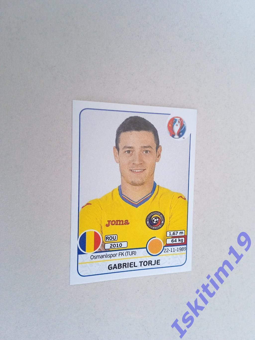 Наклейка PANINI Чемпионат Европы 2016 № 63 Габриэль Торже Румыния
