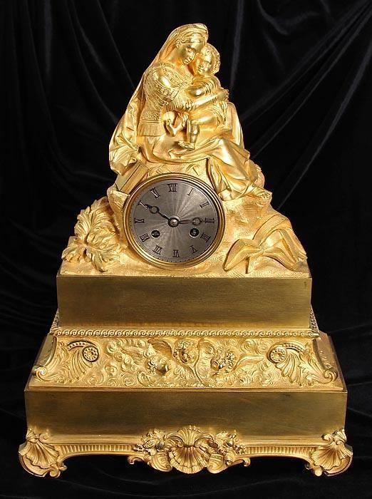 Часы Мадонна. Бронза, позолота, литье. Франция, эпоха Реставрации, XIX век