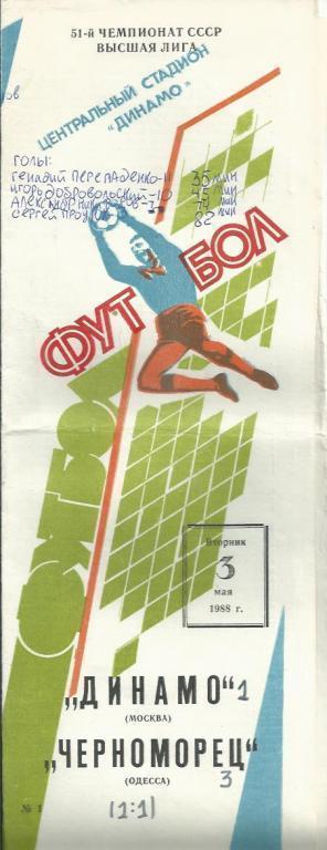 Динамо Москва-Черноморец Одесса 3 мая 1988г.