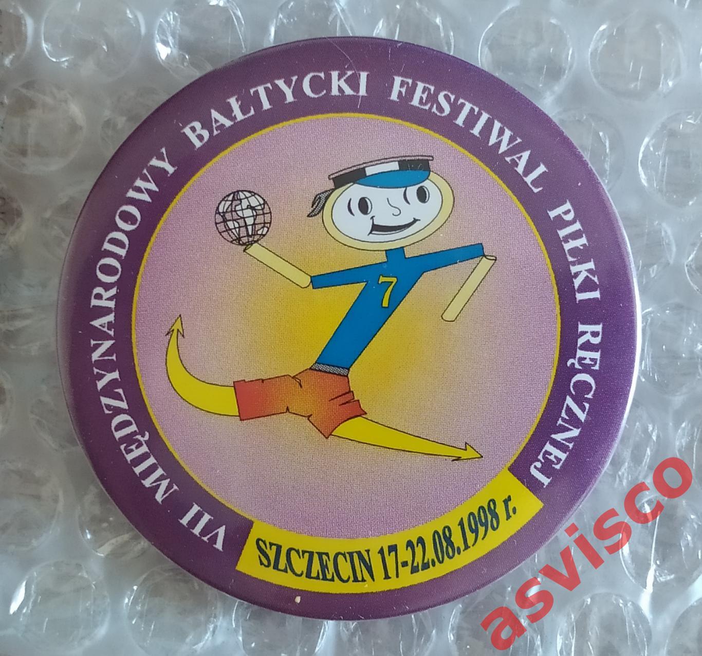 Значок Гандбол. VII Международный Балтийский Фестиваль. Щецин / Польша. 1998 год 2
