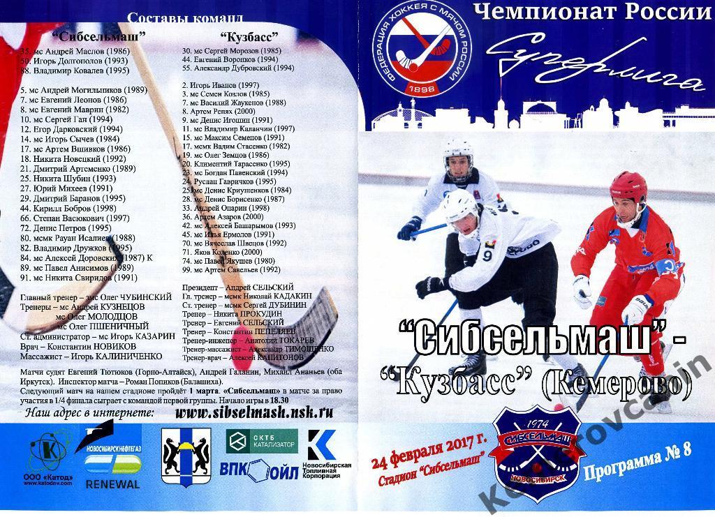 Сибсельмаш Новосибирск - Кузбасс Кемерово 24.02.2017