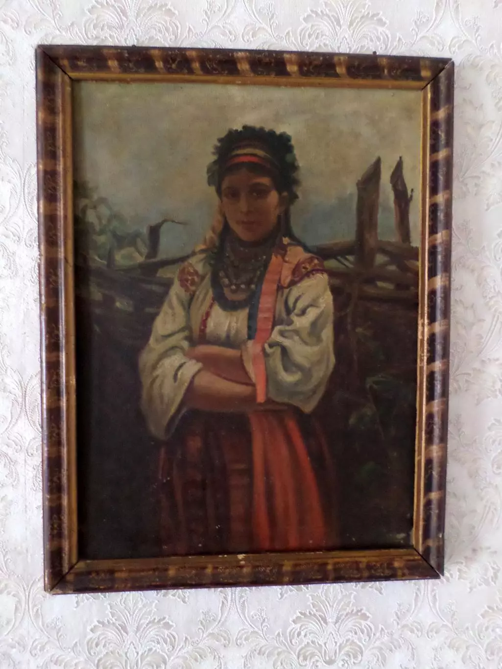Старая картина Украинка. Масло, холст. 1960 год.