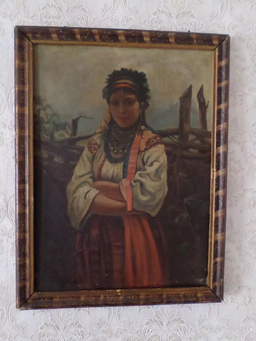Старая картина Украинка. Масло, холст. 1960 год. 1