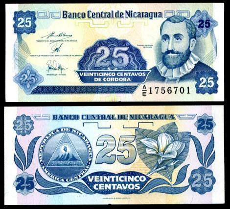 Никарагуа/25 сентаво/P170/1991/Подпись 2/UNC