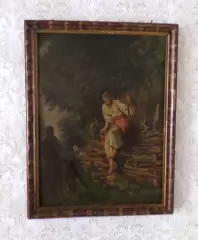 Старая картина На свидание. Масло, холст. 1960 год.