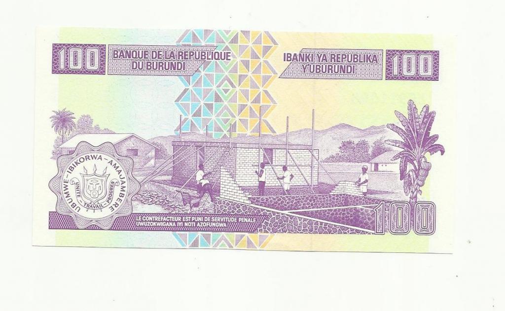 Бурунди. 100 франков. 2010 г.UNS 1