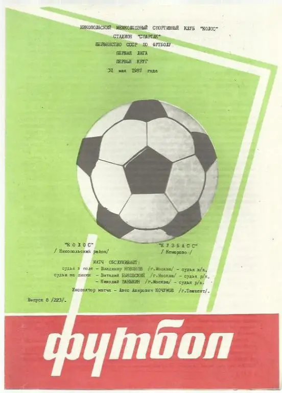 Чемп. СССР. Колос Никополь - Кузбасс Кемерово - 87.