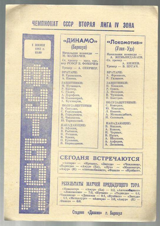 Чемп. СССР. Динамо Барнаул - Локомотив Улан-Удэ - 82.