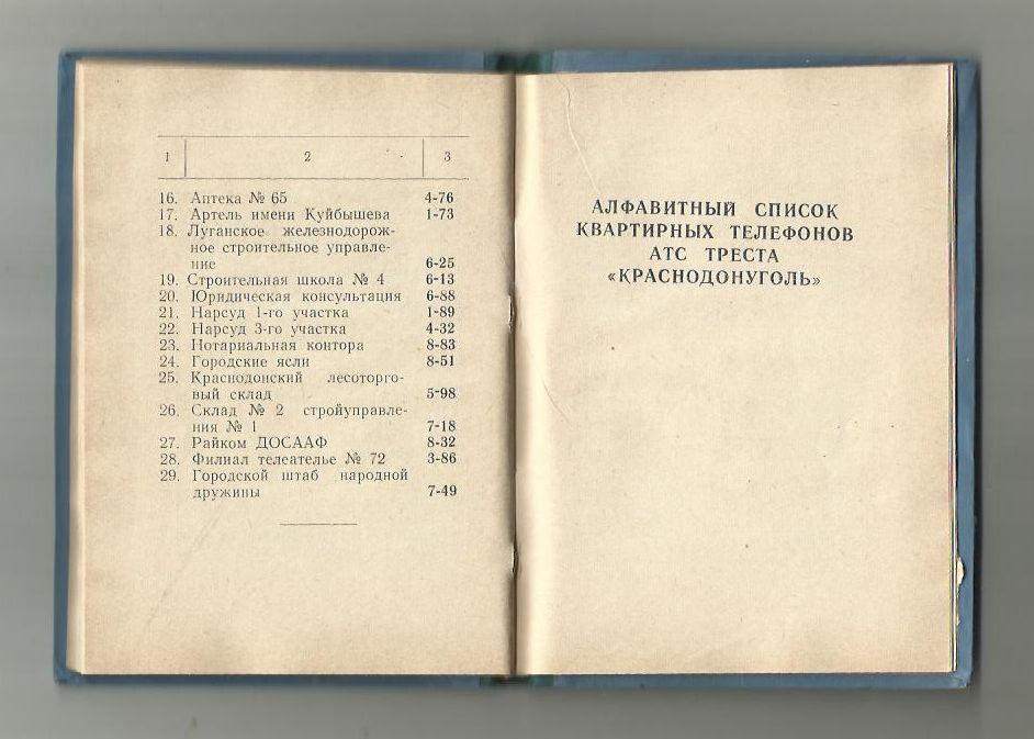 Телефонный справочник АТС треста Краснодонуголь. 1960 г. 4