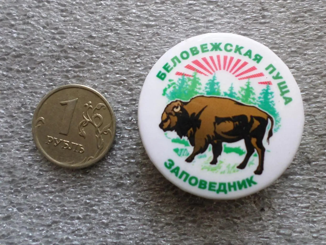 Беловежский заповедник. Беловежская пуща. Зубр. Знаки, Значки : Города 1