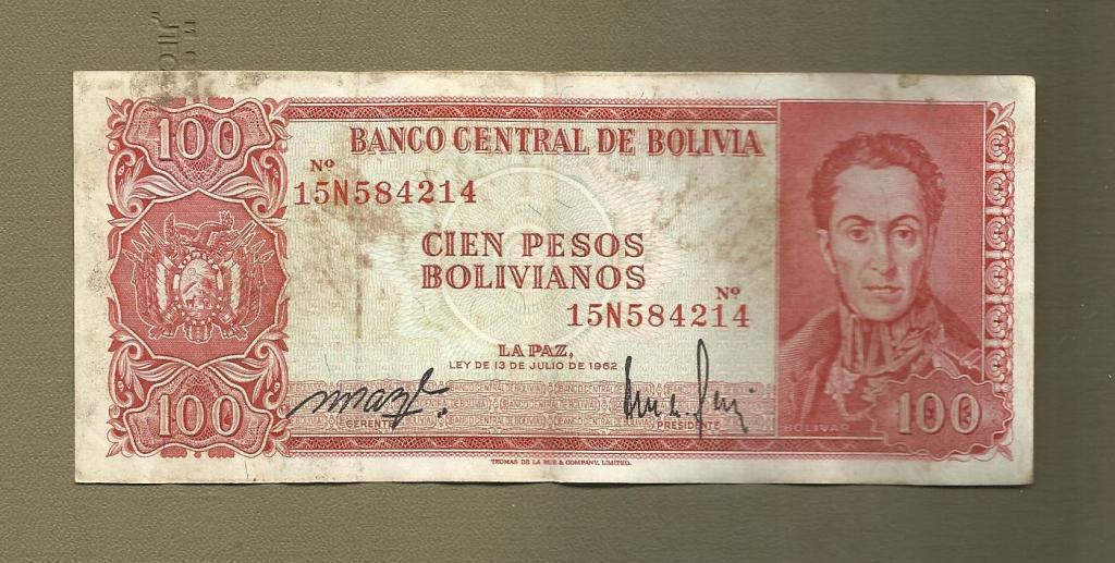 Боливия 100 песо 1962 год