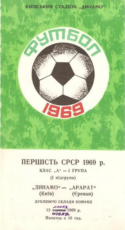 Динамо(Киев) - Арарат(Ереван) - 1969
