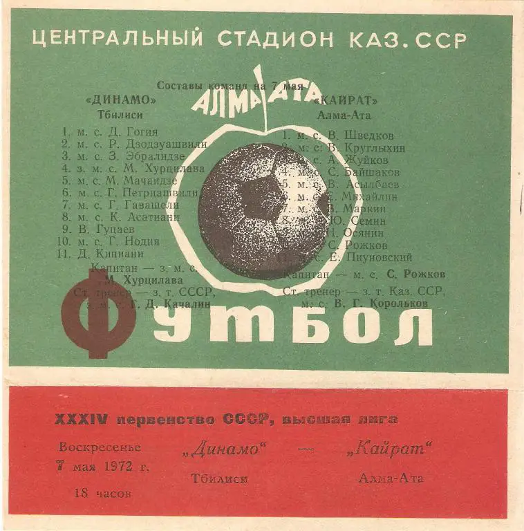Кайрат(Алма-Ата) - Динамо(Тбилиси) - 1972