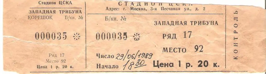ЦСКА - Днепр Днепропетровск - 29.06.1989 Кубок СССР